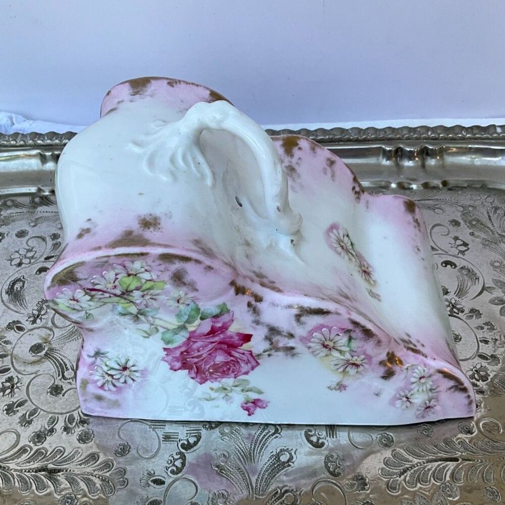 Antique Porcelain Covered Cheese Dish Cover; Pine Shabby Cottage Roses